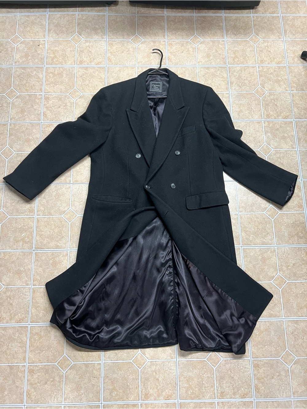 Christian Dior Le Connaisseur Men's Black 100% Wool Double-Breasted Overcoat